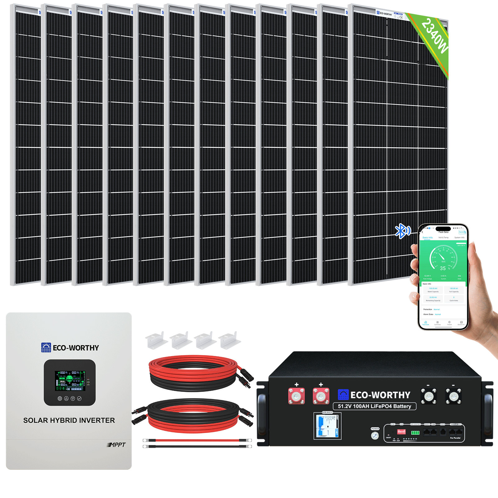 2340W 48V (12x Bifacial 195W) Complete MPPT Off Grid Solar Kit