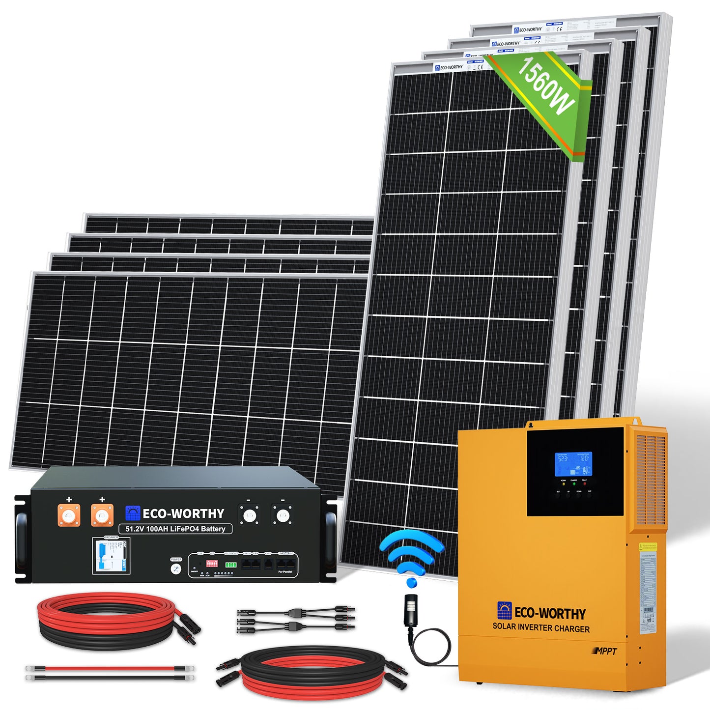 1560W 48V (8x Bifacial 195W) Complete Off Grid Solar Kit