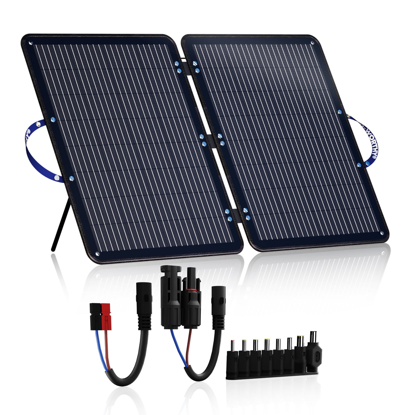 ECO-WORTHY 100W Portable Solar Panel for Power Station, 18V Foldable Solar Panel Charger Monocrystalline IP65 Waterproof with 8 in 1 Connector Adjustable Kickstand for Outdoor Camping RV