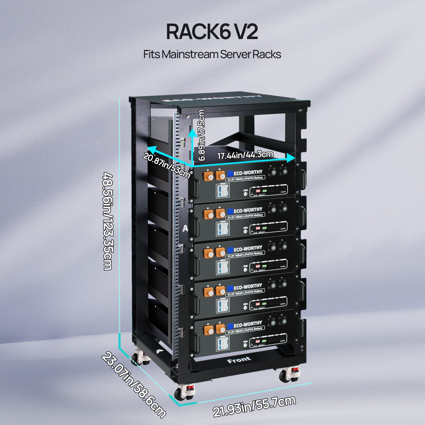 ECO-WORTHY RACK6 V2 I 6-Layer Rack With 600A Busbar| For Server Rack Battery All Versions