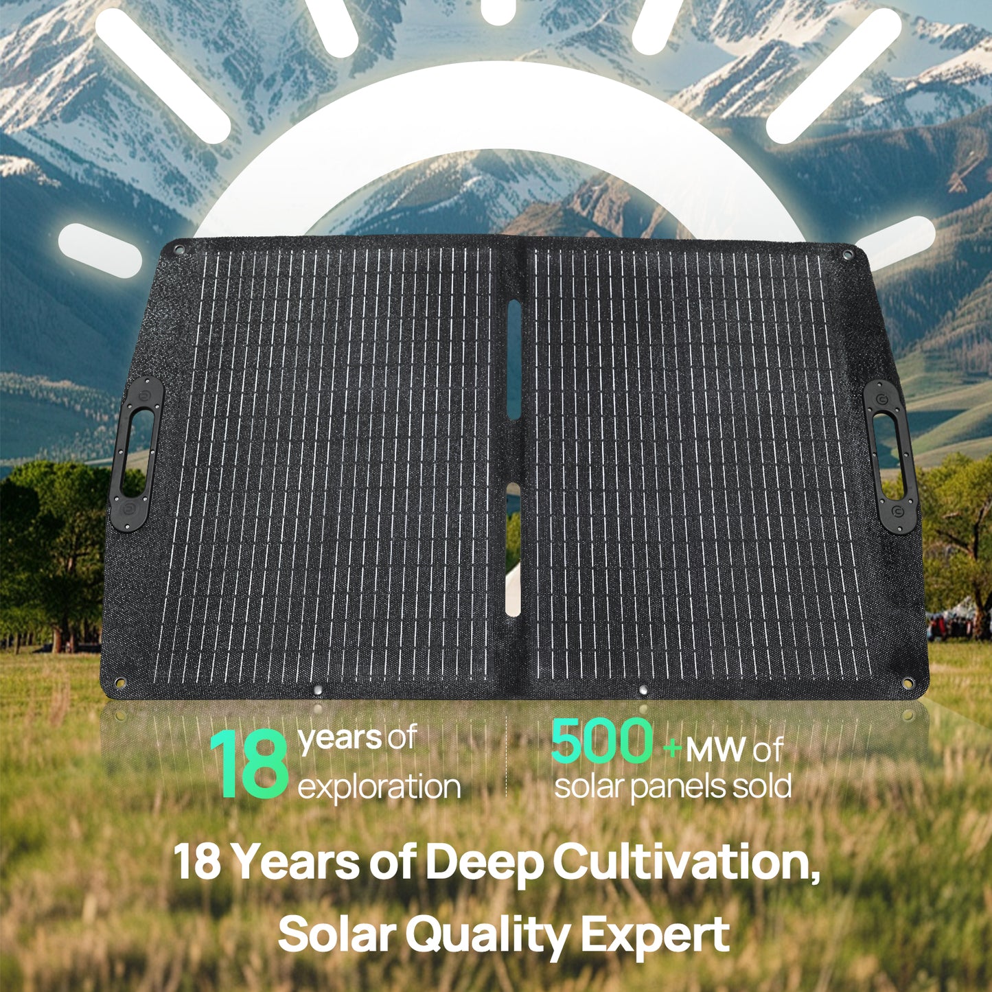 ECO-WORTHY 100W Portable Solar Panel for Outdoor Camping RV