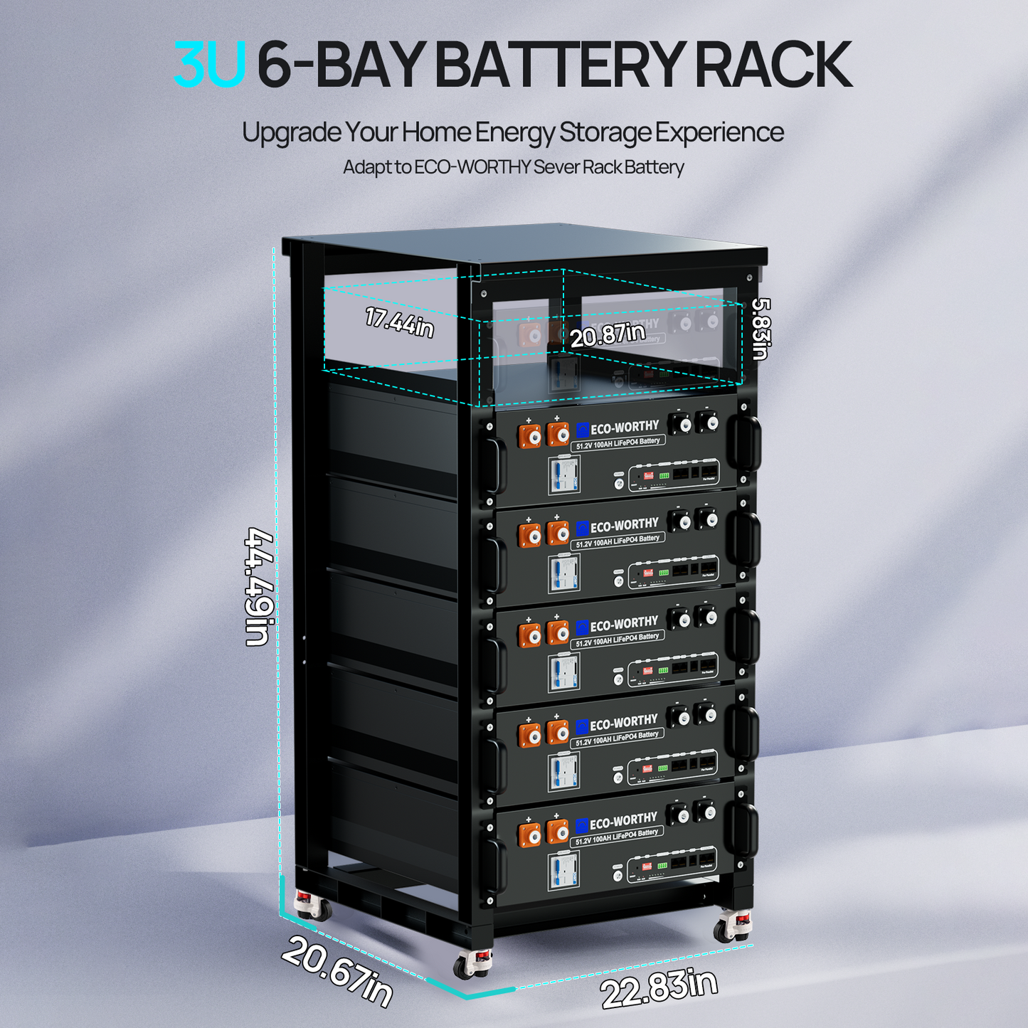 ECO-WORTHY 6-Layer 19 Inch Rack for 3U Server Rack Battery