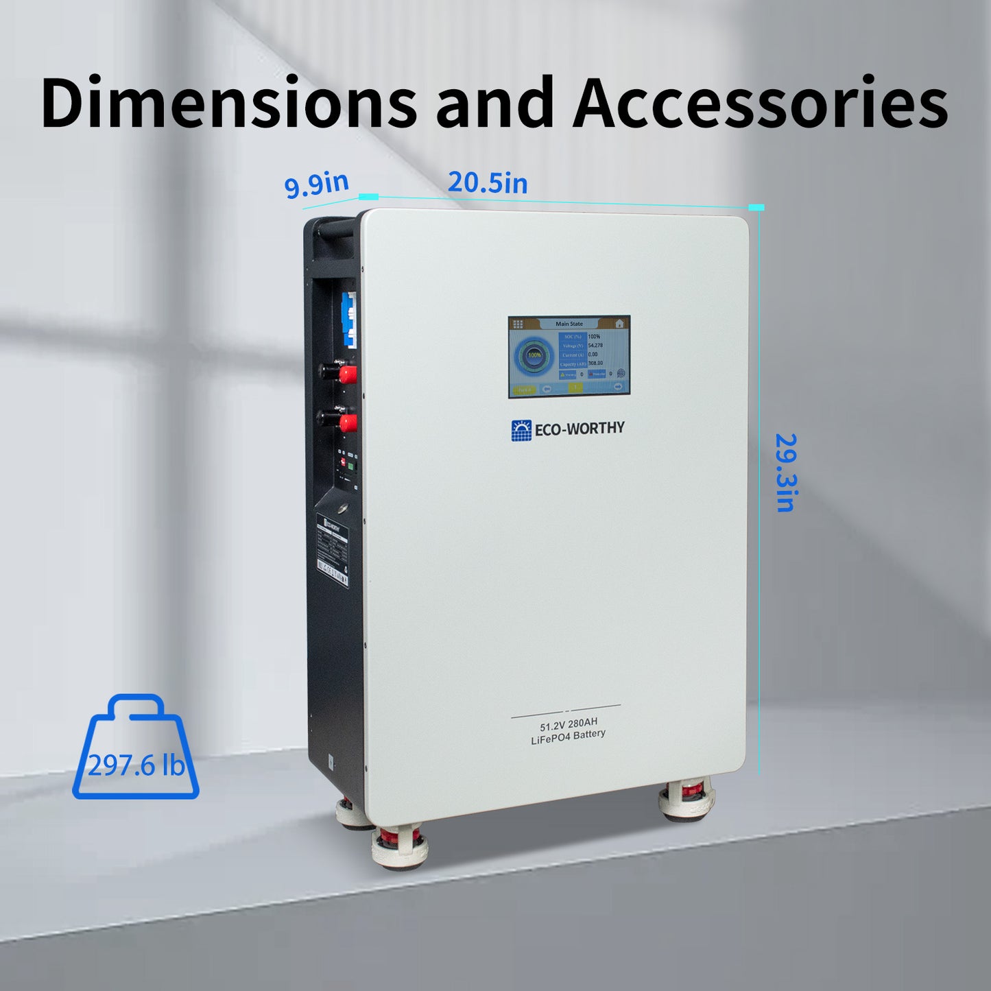 ECO-WORTHY Home Backup Power 14.33KWh 48V 280Ah Battery+5kW 48V Hybrid Inverter