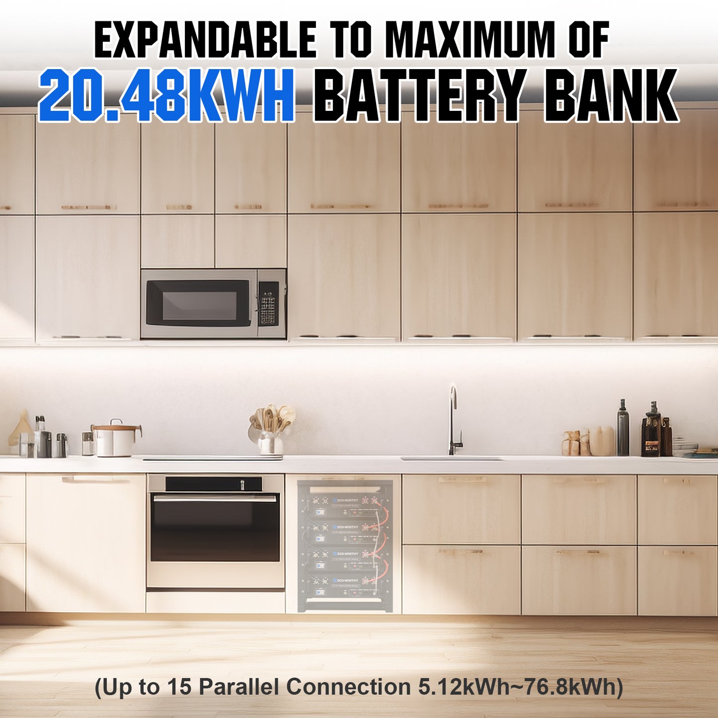 ECO-WORTHY Complete Off-Grid Solar Panel Kit 2x5KW INVERTER EXPANDABLE TO MAXIMUM OF
20.48KWH BATTERY BANK