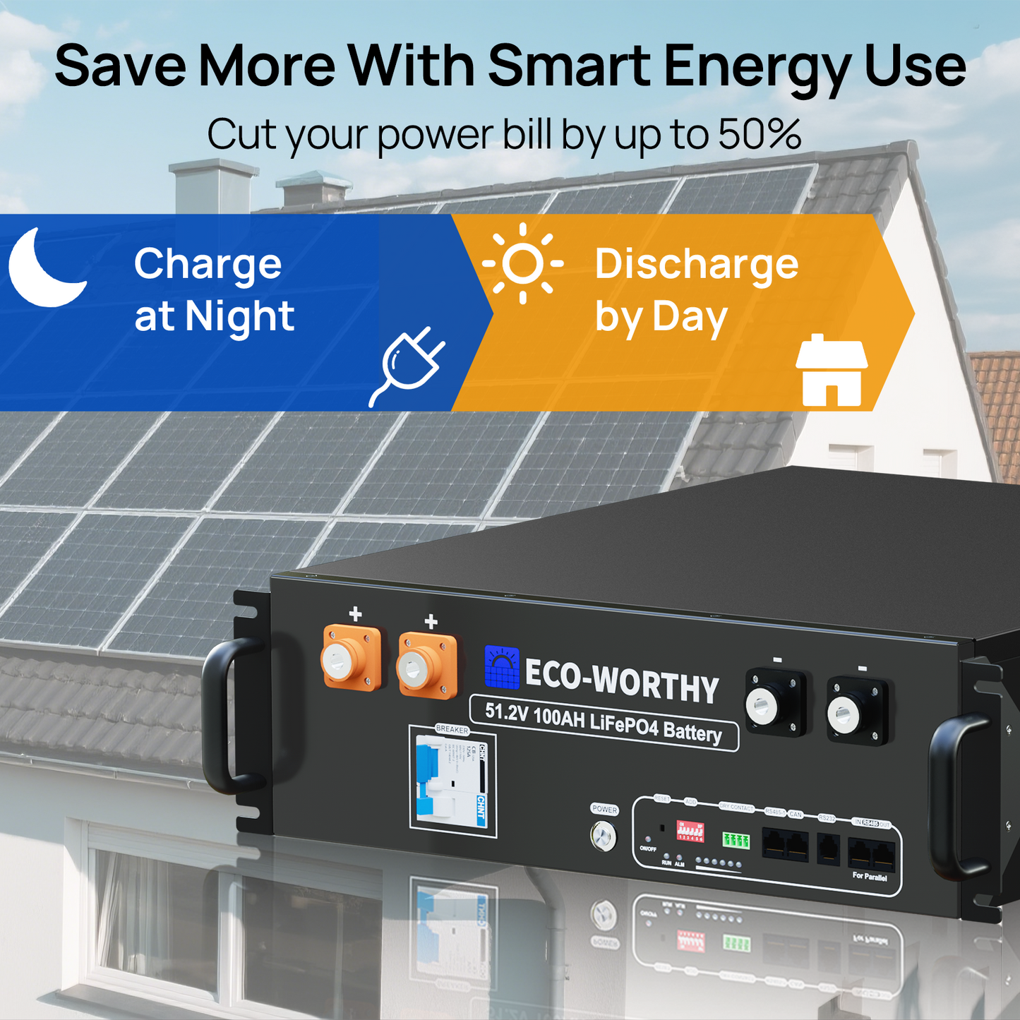 ECO-WORTHY 48V(51.2V) 100Ah Server Rack Battery With Bluetooth & Wifi | 5.12kWh Lithium Battery(Version 3)