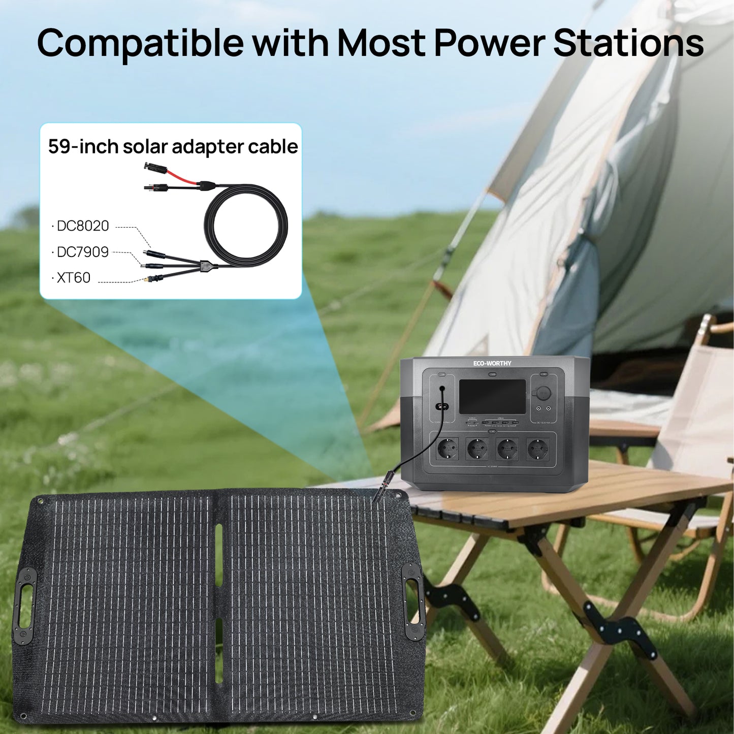 ECO-WORTHY 100W Portable Solar Panel for Outdoor Camping RV