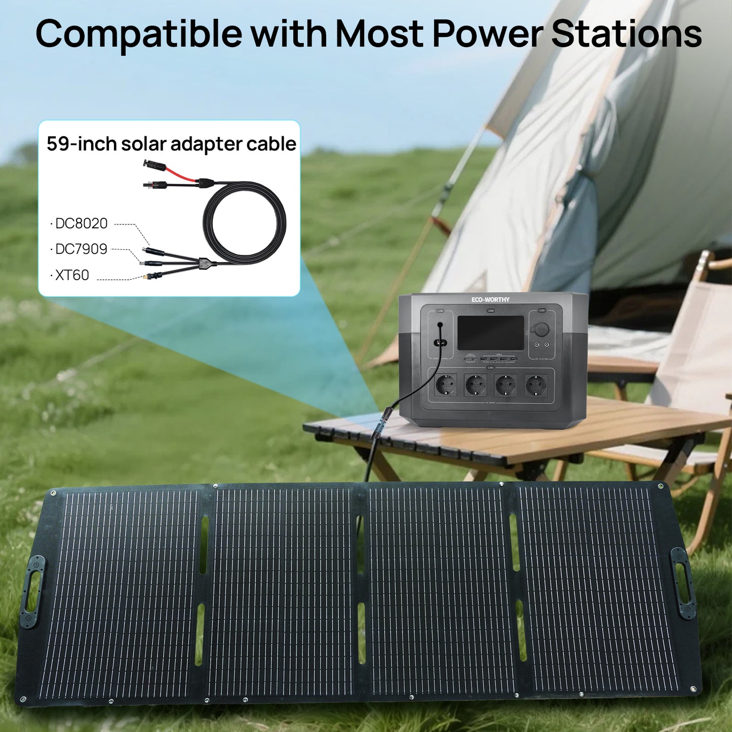 ECO-WORTHY 200W Portable Solar Panel for Outdoor Camping RV