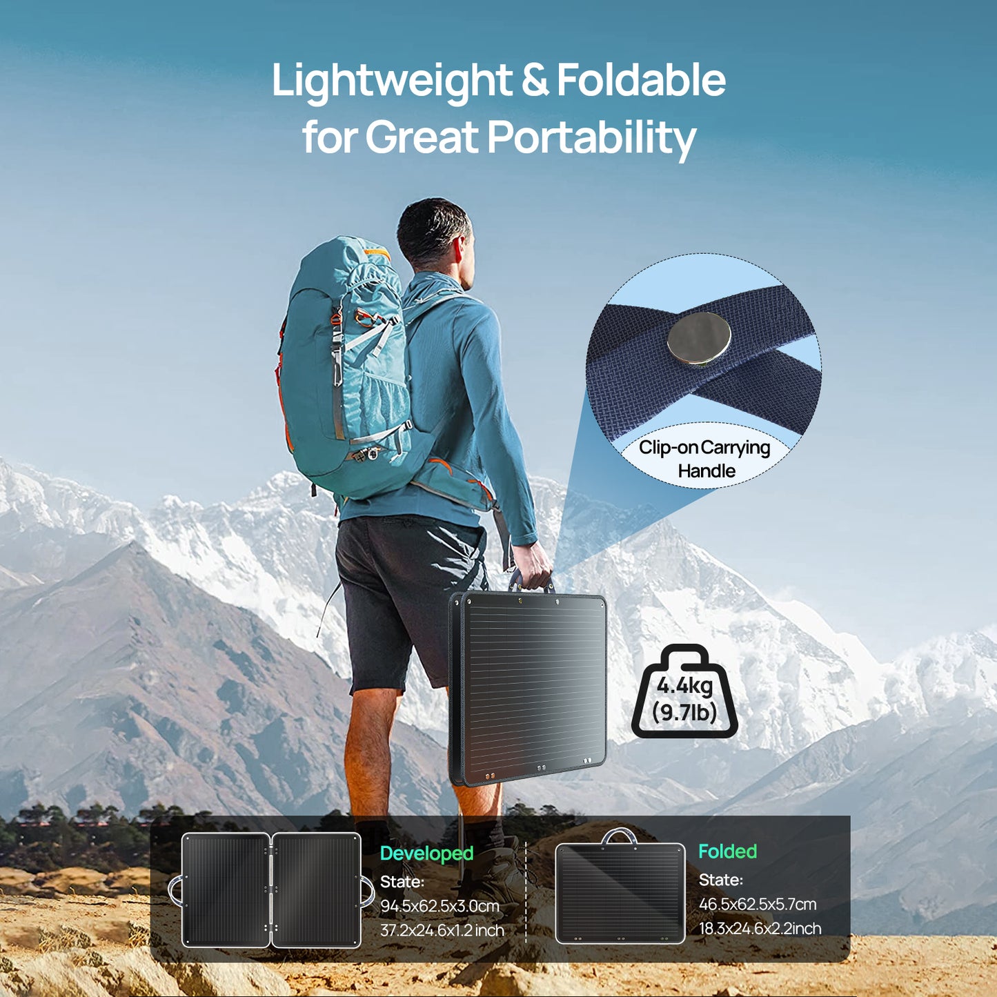 ECO-WORTHY 100W Portable Solar Panel for Power Station, 18V Foldable Solar Panel Charger Monocrystalline IP65 Waterproof with 8 in 1 Connector Adjustable Kickstand for Outdoor Camping RV