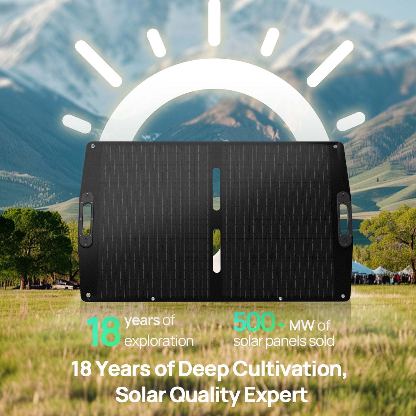 ECO-WORTHY 100W Portable Solar Panel for Outdoor Camping RV