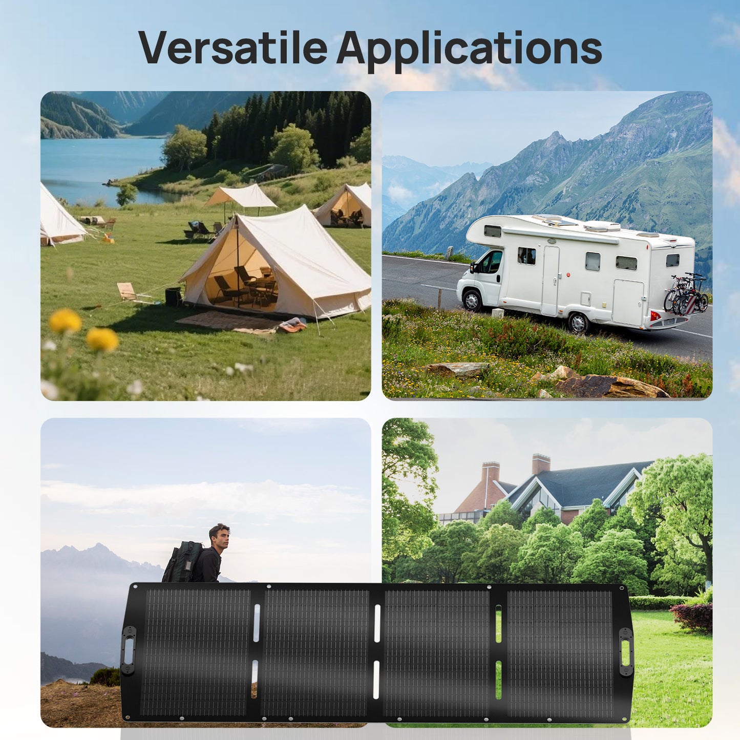 ECO-WORTHY 200W Portable Solar Panel for Outdoor Camping RV