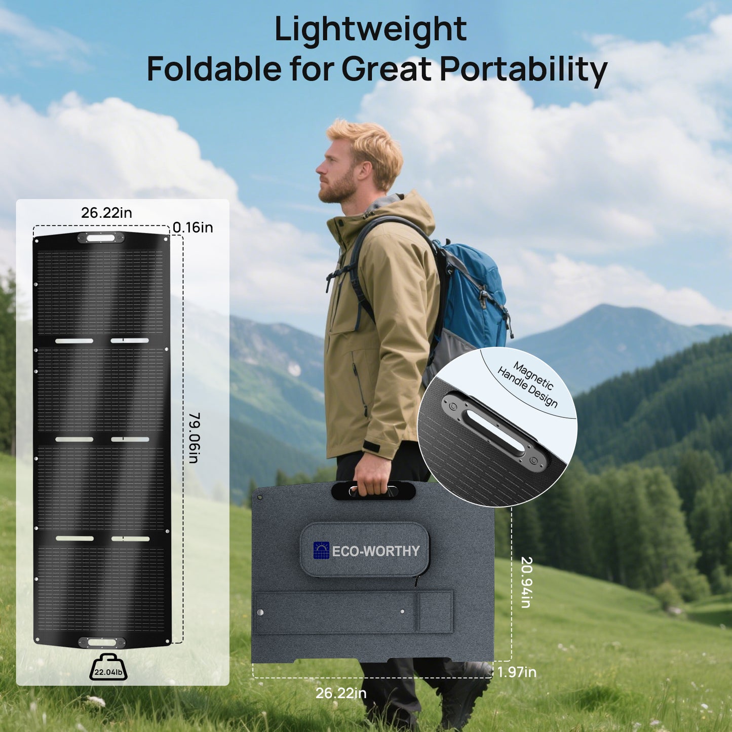 ECO-WORTHY 200W Portable Solar Panel for Outdoor Camping RV