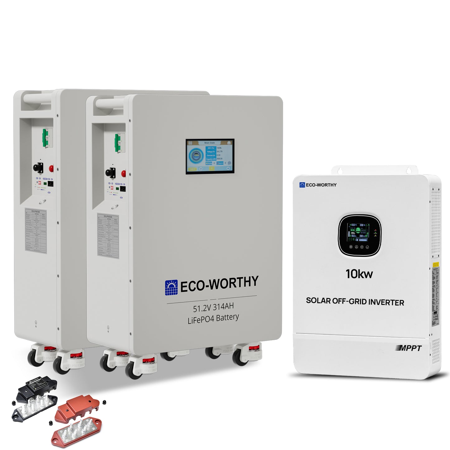 ECO-WORTHY Home Backup Power 16.08KWh 51.2V 314Ah Battery+10kW 48V Off Grid Inverter