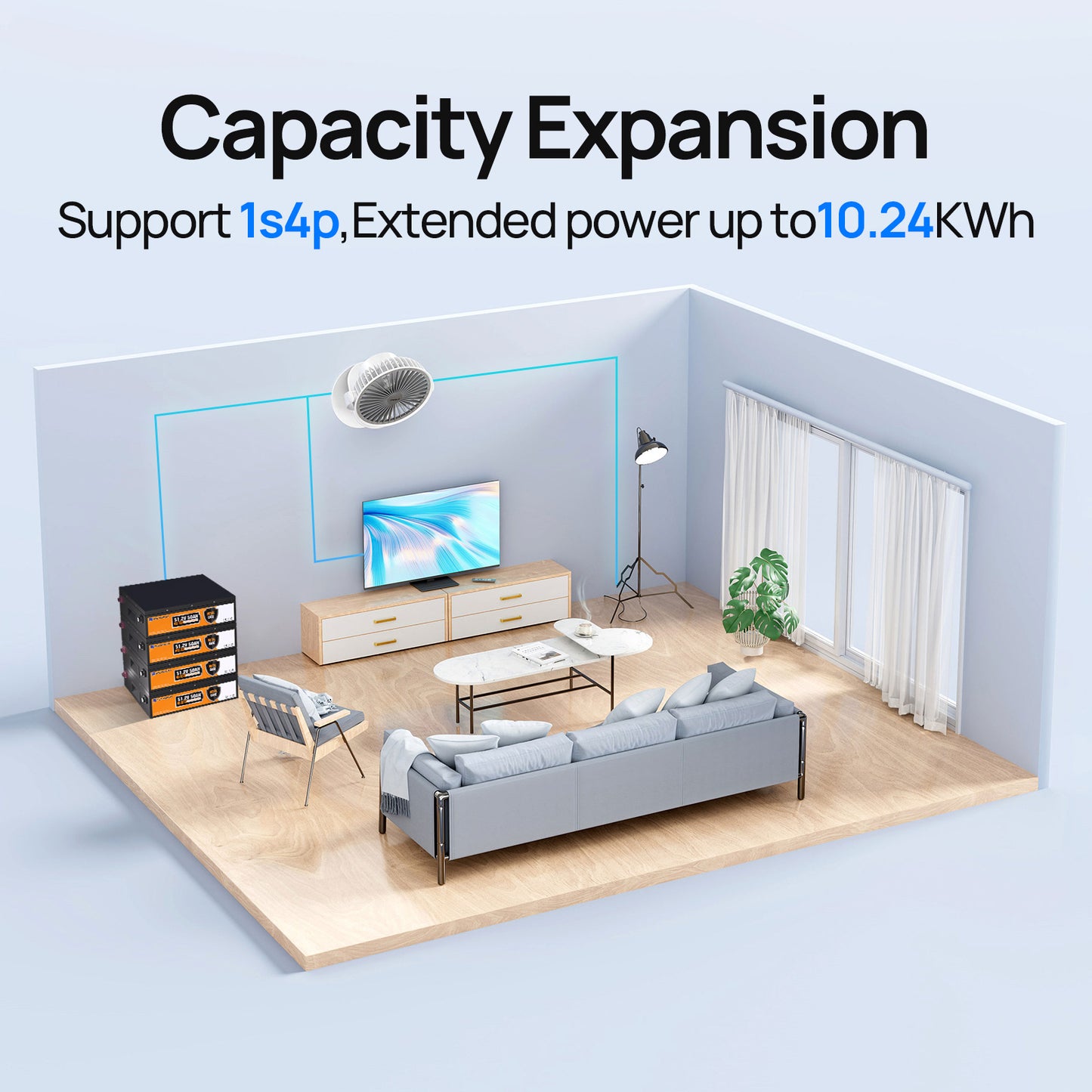 48V 50Ah Stackable LiFePO4 Battery