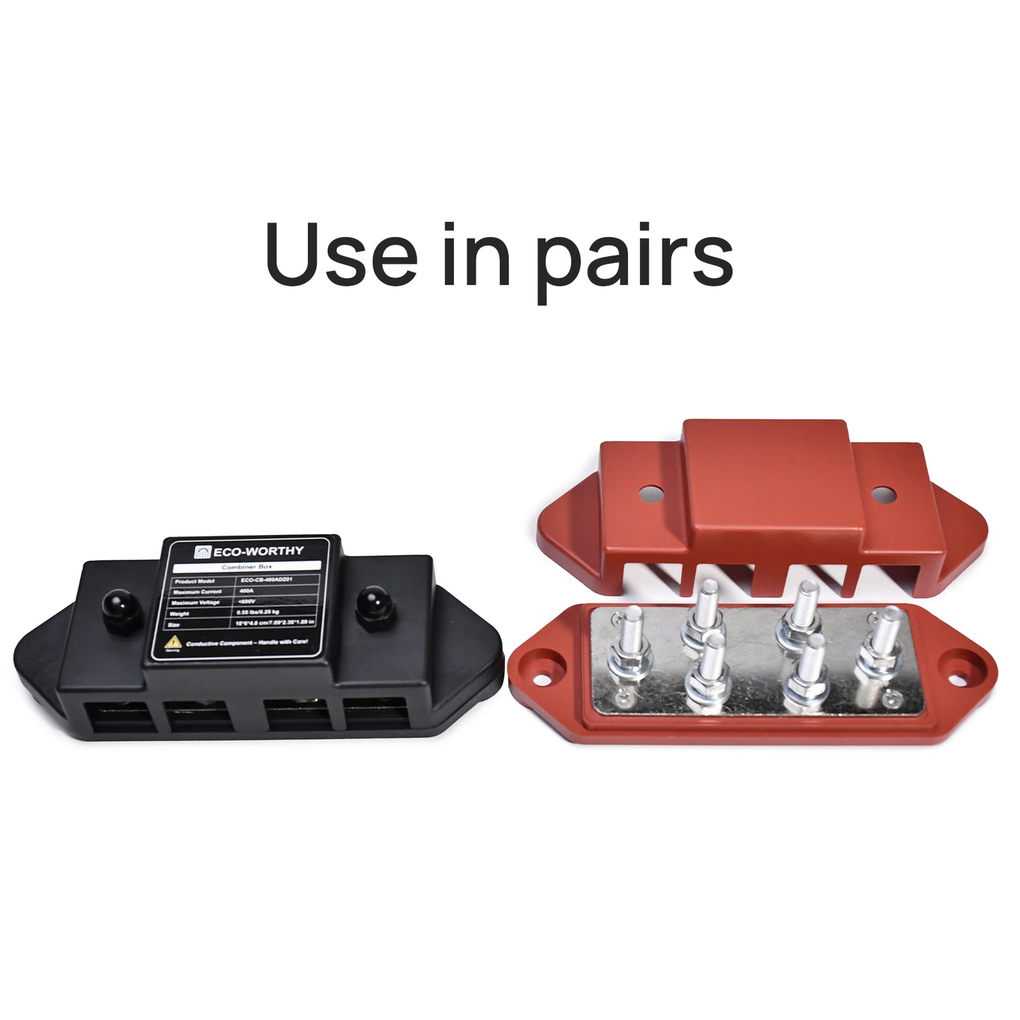 ECO-WORTHY 400A Busbar with 6×M8 Studs, One Set of Two for Parallel Batteries
