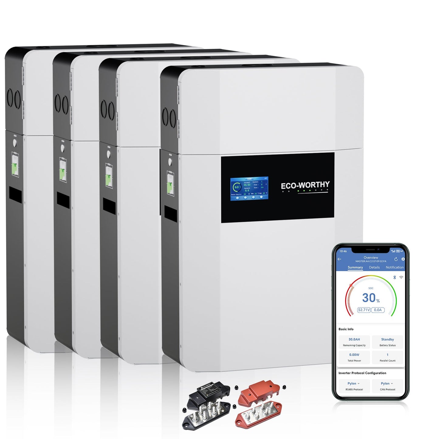 ECO - WORTHY 48V 100AH Wall - Mount Battery | Bluetooth & WiFi | Low - Temp Ready | 10 Years Warranty - lithium battery - ECO - WORTHY