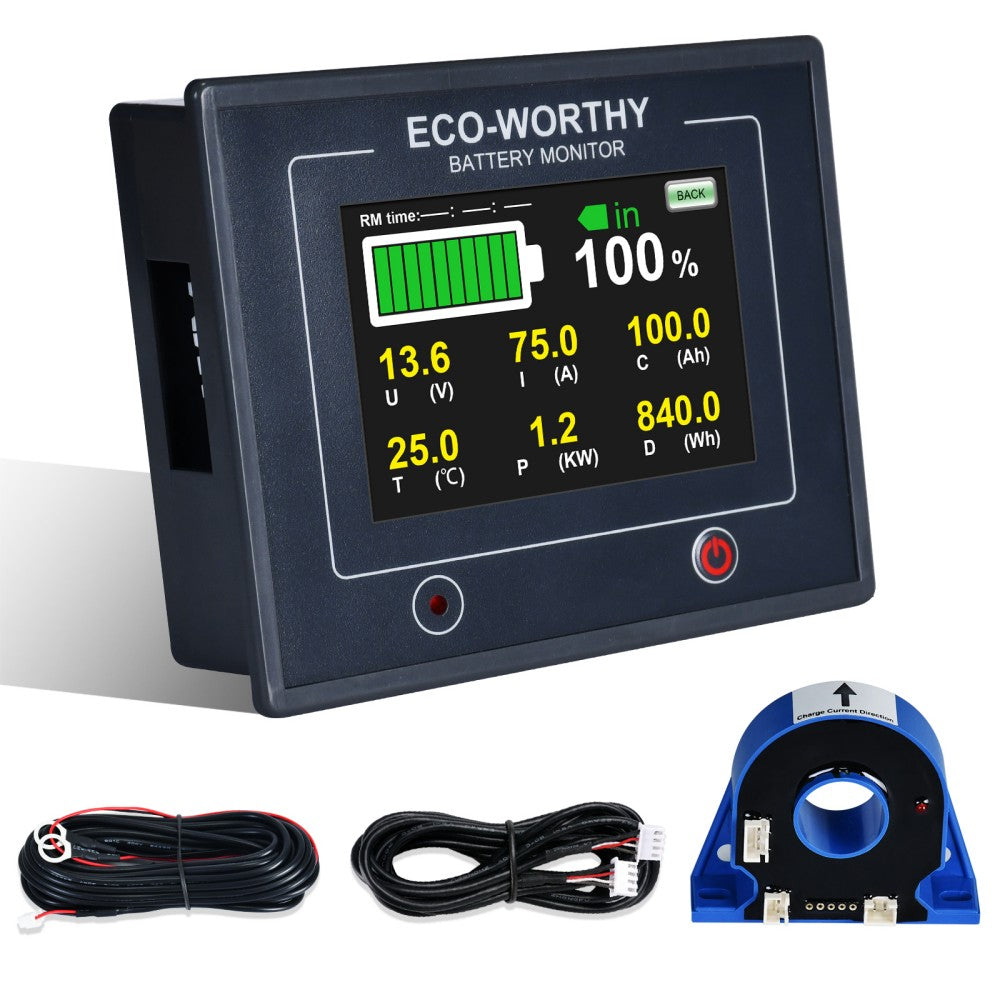 Upgraded 200A 3.5 Touchable Display Battery Monitor with Hall Sensor for  AGM and Lithium (LiFePO4) Batteries