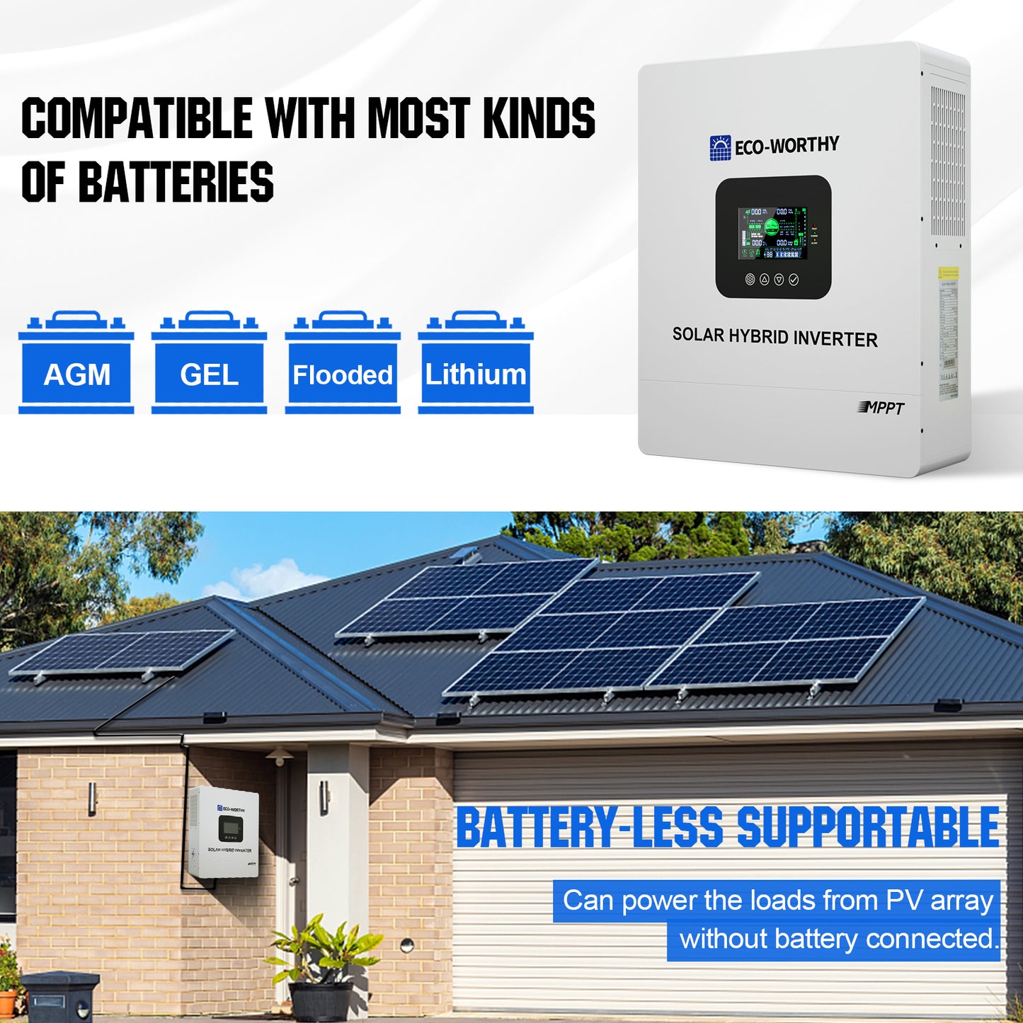 4800W 48V (24x Bifacial 195W) Complete MPPT Off Grid Solar Kit COMPATIBLE WITH MOST KINDS
OFBATTERIES