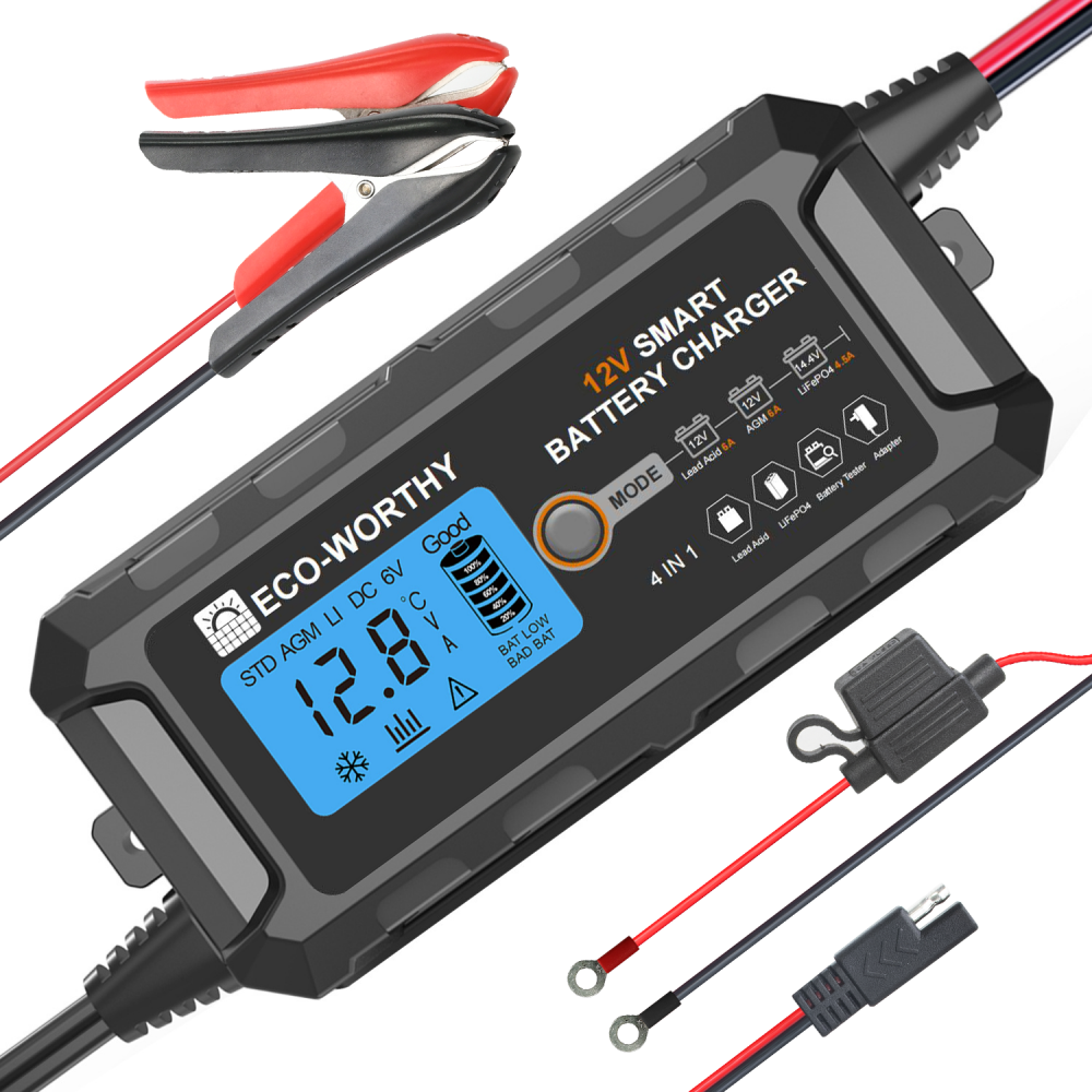 5A 12V Automatic Smart Battery Charger and Maintainer with LCD