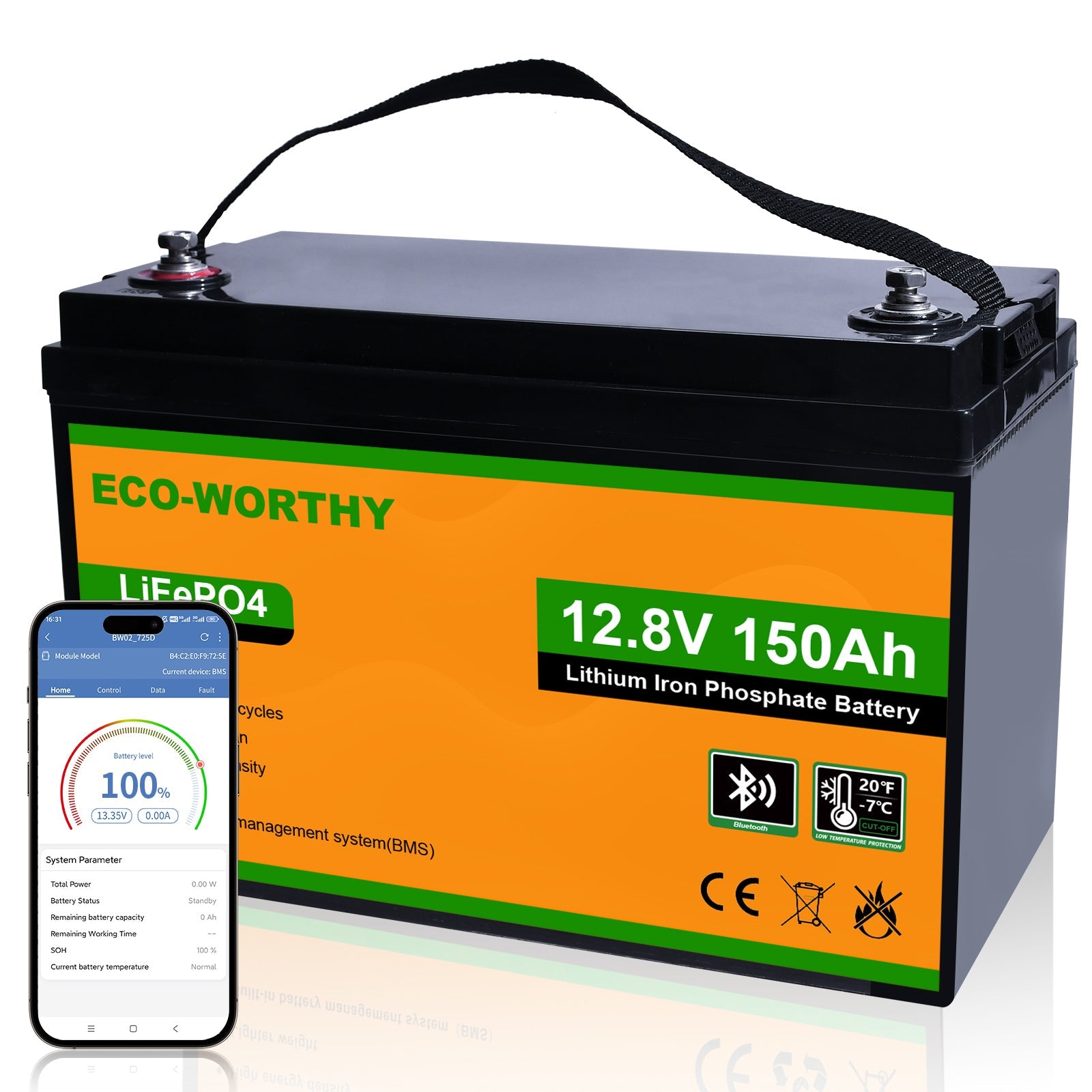 LiFePO４ 12V 150Ａh バッテリ－ LiFePO4 12V 150Ah Lithium Battery Bluetooth Protection – ECO-WORTHY