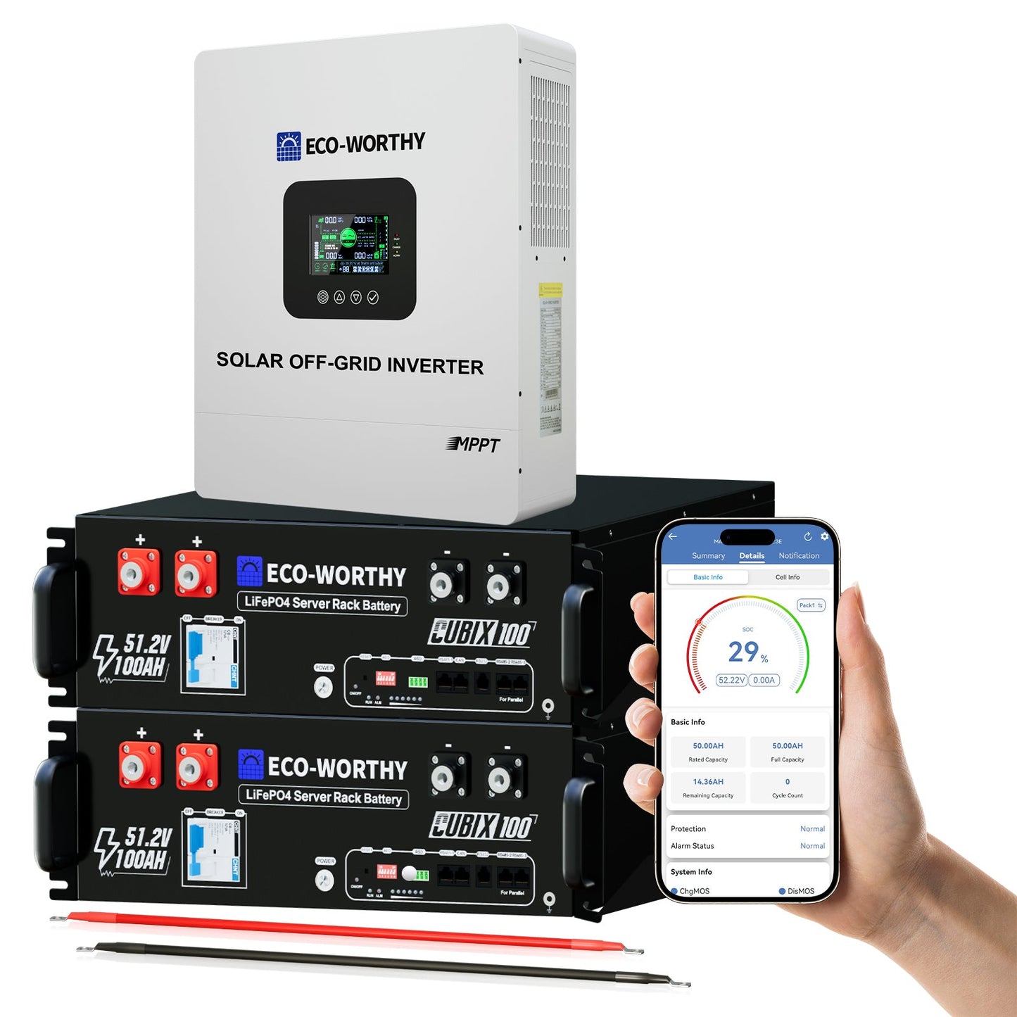 Off Grid Home Power Bundle | 5kW Inverter with 48V 100AH Server Rack Battery - ECO - WORTHY