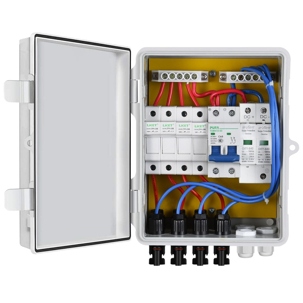 4 String PV Combiner Box with Lightning Arrester & 10A Rated