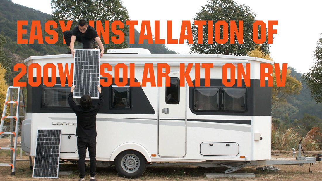 Easy installation of complete 200watt solar panel kits on RV/cabin/henhouse