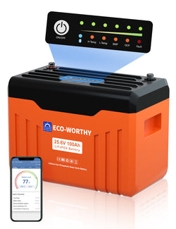ECO-WORTHY 12V 100Ah LiFePO4 Lithium Battery with SOC Display
