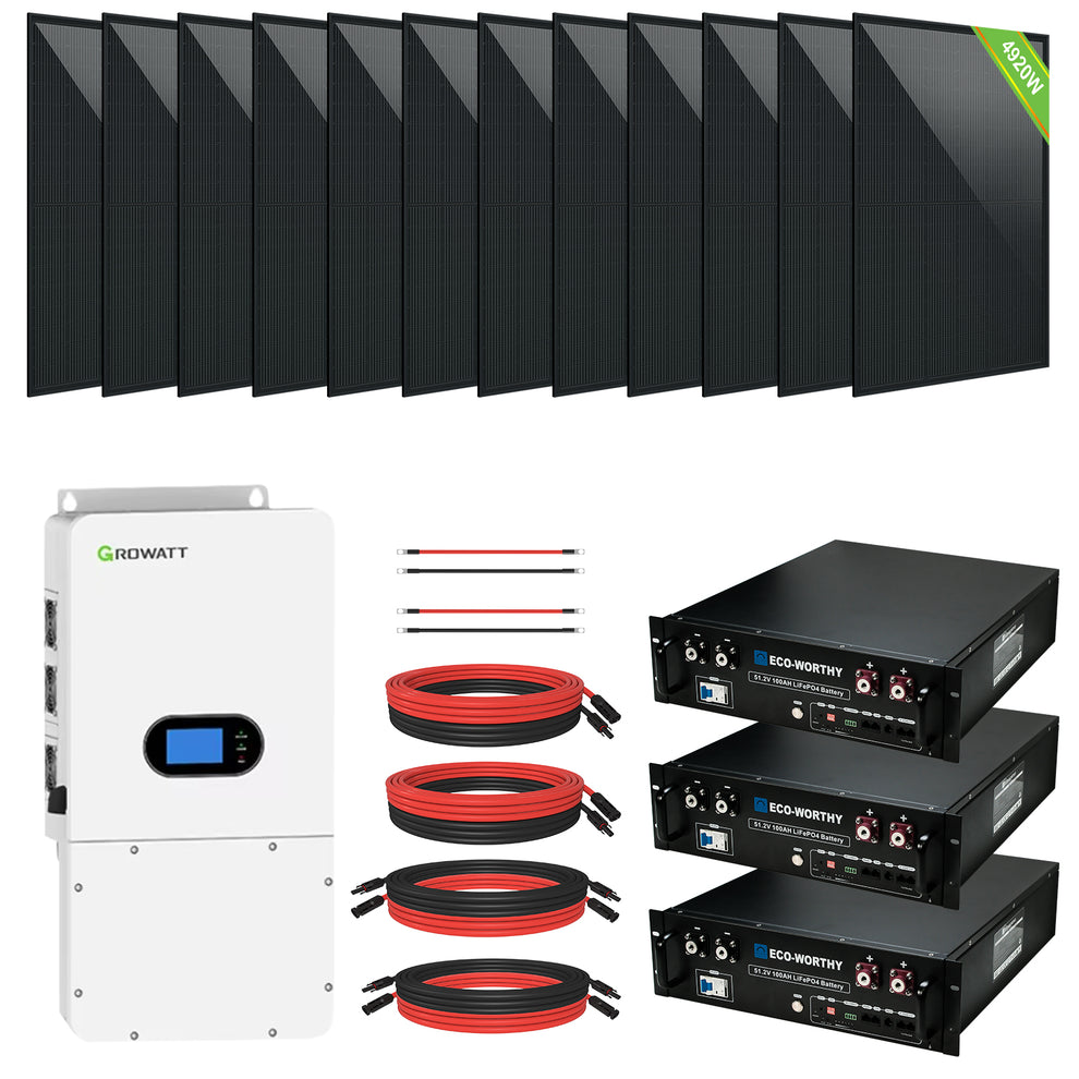 10000W Home Hybrid Solar Power System: 10KW GROWATT 120V/240V Output+ ...