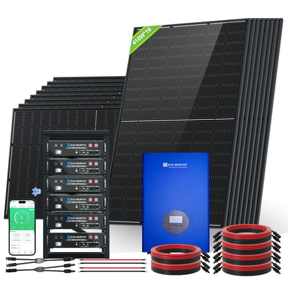 ECO-WORTHY Home Off-Grid Solar Power System: 12000W 120V/240V Output | 30.72kWh Lithium Battery (6*48v 100Ah) | 6560Watts Solar Panel (16*410W)