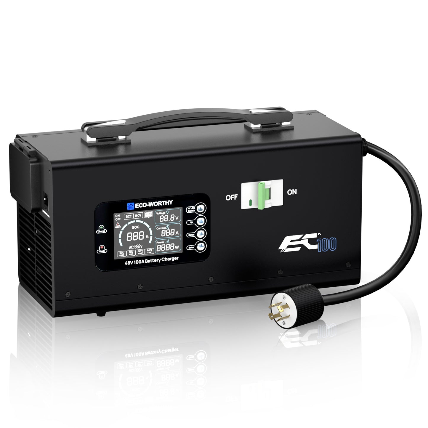 EC100 48V 100A Battery Charger | 5.78KW Max Output | Soft Start |120V 240V AC Input