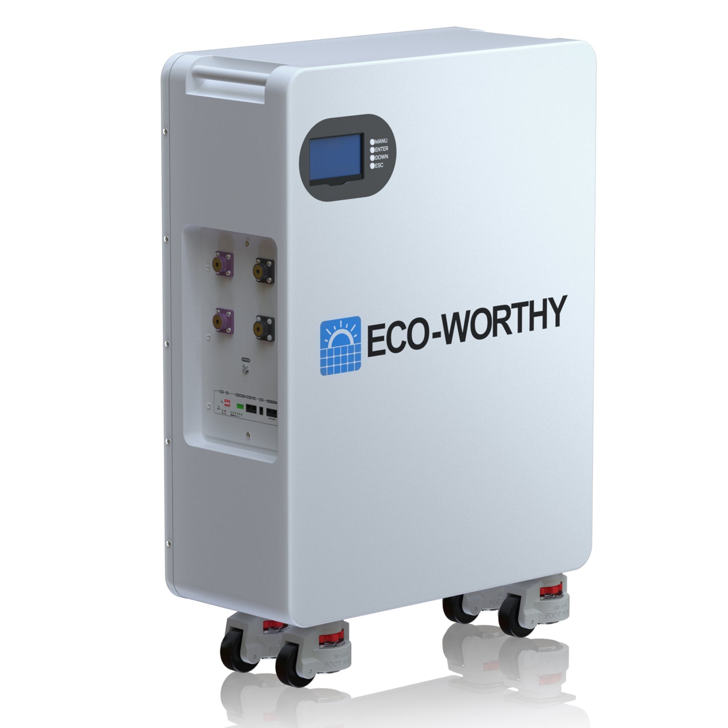 51.2V 280Ah LiFePO4 Floor Standing Battery with 4 Footmaster Nylon Wheels for Off-grid Home Energy Storage