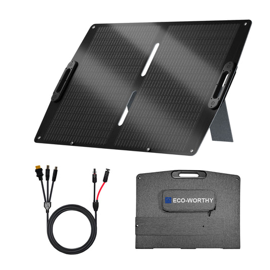 ECO-WORTHY 100W Portable Solar Panel for Outdoor Camping RV