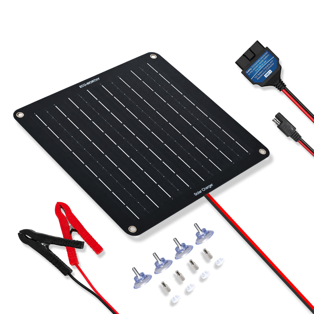 ECO-WORTHY 10W 12V Solar Battery Charger Trickle Maintainer Kit for Car