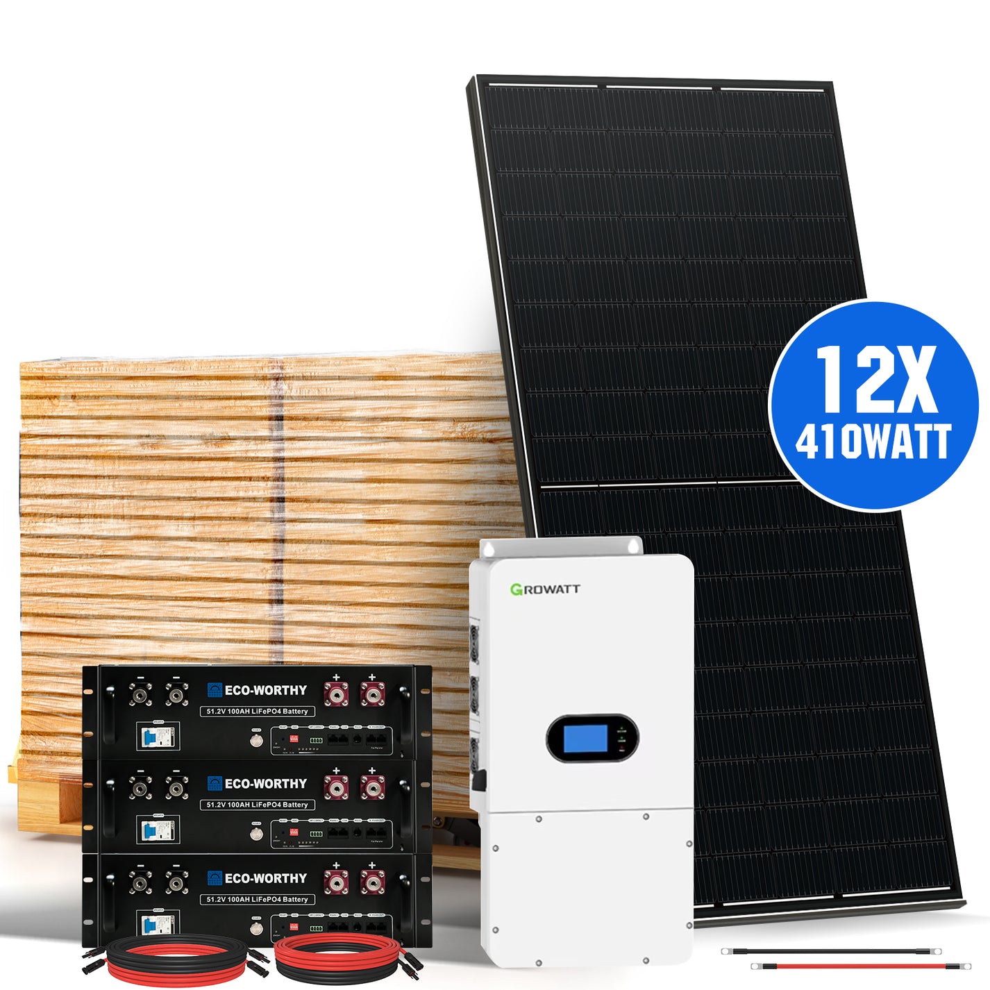 10000W Home Hybrid Solar Power System: 10KW GROWATT 120V/240V Output+ ...