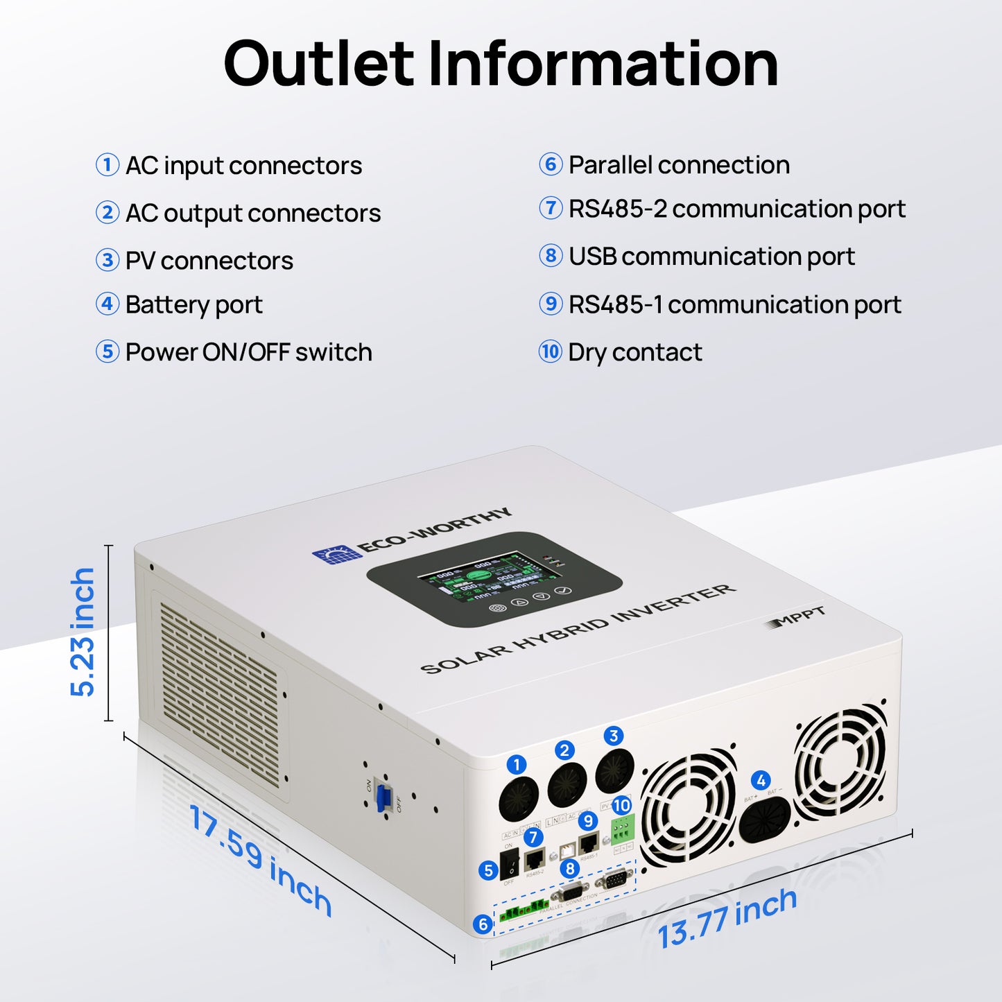 ECO-WORTHY 5.12KWh/30.72KWh Home Backup Power 48V 100Ah LiFePO4+5000W/10000W 48V Hybrid Inverter