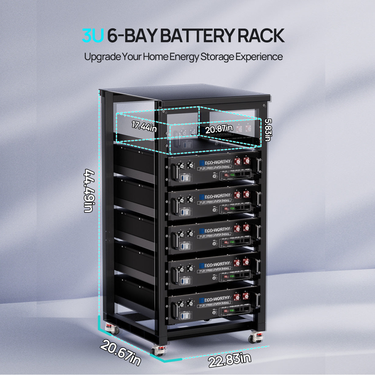 ECO-WORTHY 5.12KWh/30.72KWh Home Backup Power 48V 100Ah LiFePO4+5000W/10000W 48V Hybrid Inverter