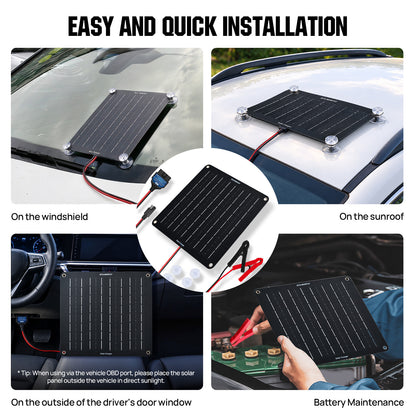 ECO-WORTHY 10W 12V Solar Battery Charger Trickle Maintainer Kit for Car