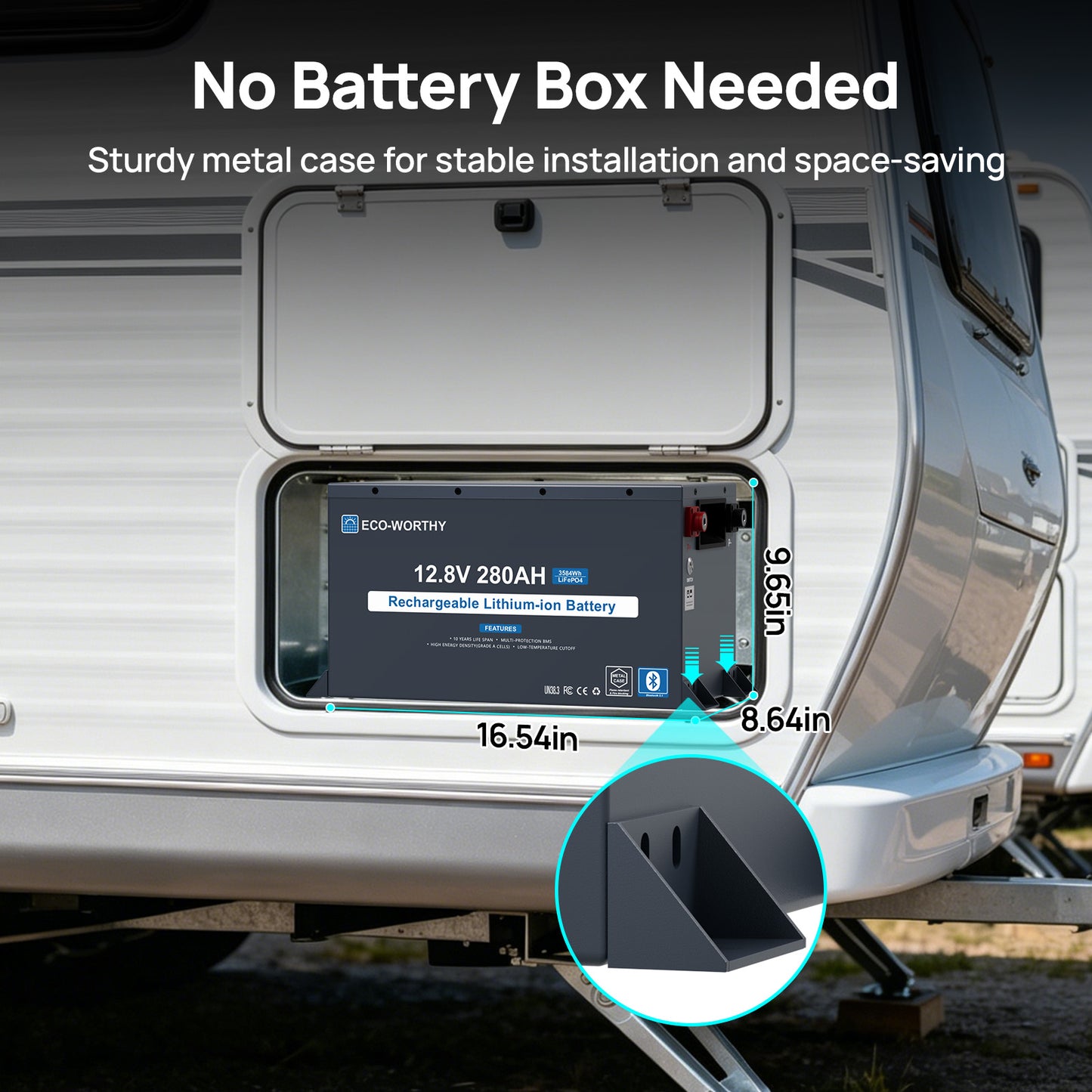 Eco-Worthy 12V 280Ah Metal Case LiFePO4 Lithium Battery With Bluetooth and low-temp protection