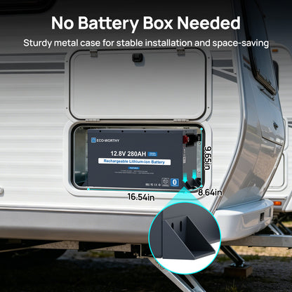 Eco-Worthy 12V 280Ah Metal Case LiFePO4 Lithium Battery With Bluetooth and low-temp protection