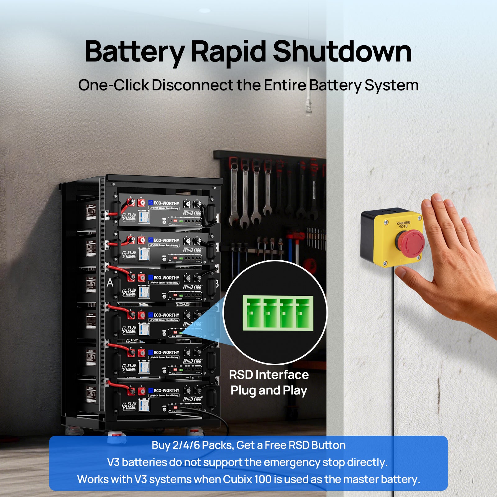 Eco-Worthy Cubix100 48V 100Ah Server Rack Battery | Bluetooth & WiFi | 10 Years Warranty | UL9540 | UL1973 | UL9540A | CEC Listed