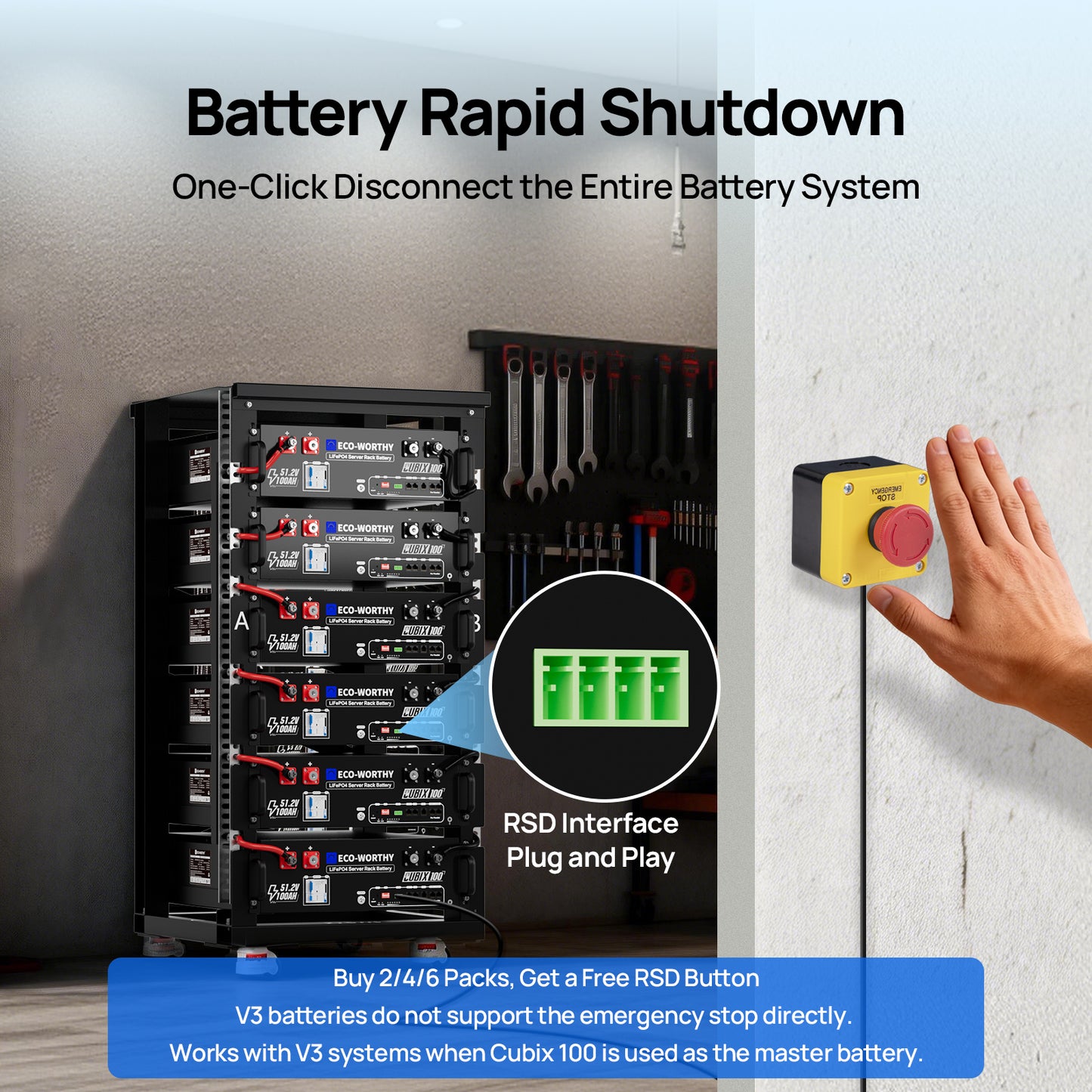 Eco-Worthy Cubix100 48V 100Ah Server Rack Battery | Bluetooth & WiFi | 10 Years Warranty | UL9540 | UL1973 | UL9540A | CEC Listed