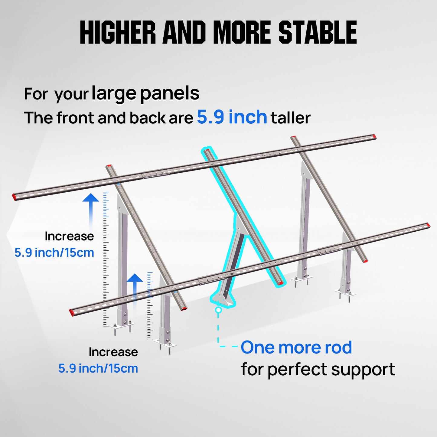 Updated Adjustable Multi-Piece Solar Panel Mounting Brackets for 5-8 Pieces of Solar Panels