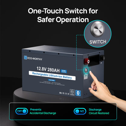 Eco-Worthy 12V 280Ah Metal Case LiFePO4 Lithium Battery With Bluetooth and low-temp protection