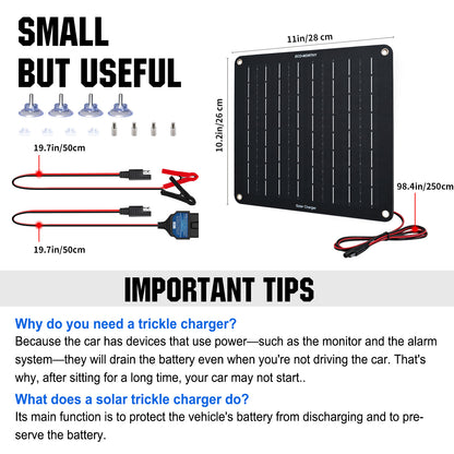 ECO-WORTHY 10W 12V Solar Battery Charger Trickle Maintainer Kit for Car