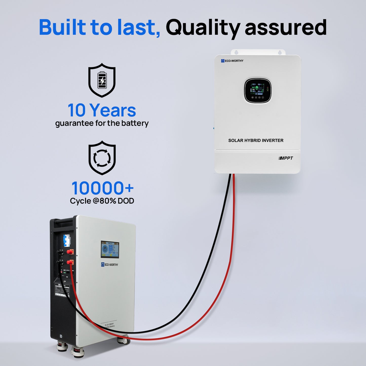 ECO-WORTHY Home Backup Power 14.33KWh 48V 280Ah Battery+10kW 48V Hybrid Inverter