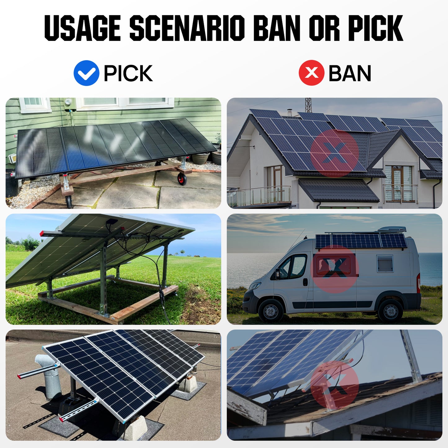 Updated Adjustable Multi-Piece Solar Panel Mounting Brackets for 5-8 Pieces of Solar Panels