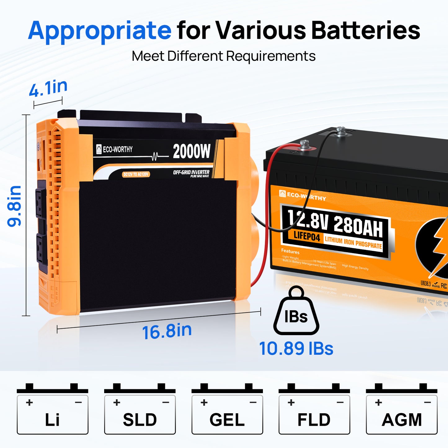 ECO-WORTHY 2000W Pure Sine Wave Inverter 12V to 120V AC with USB & Remote