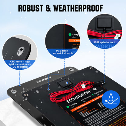 ECO-WORTHY 10W 12V Solar Battery Charger Trickle Maintainer Kit for Car