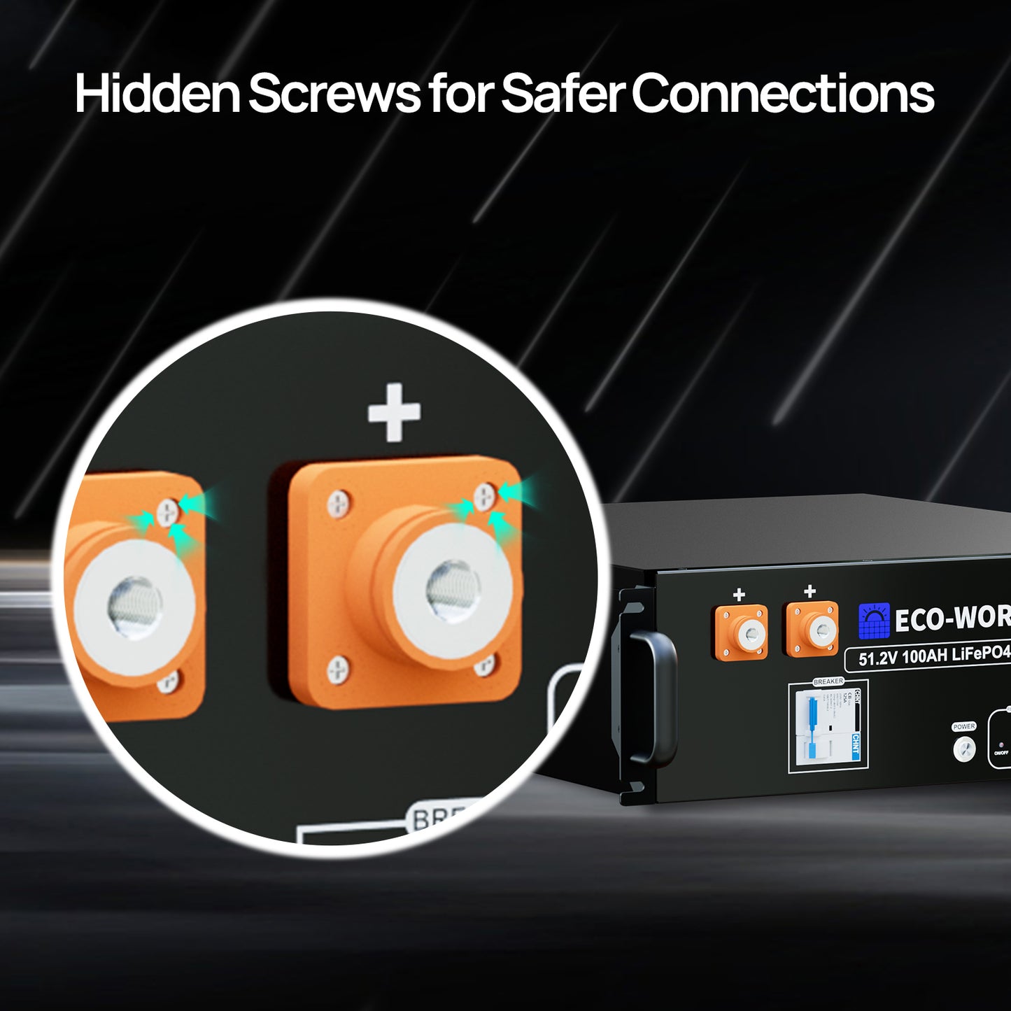 ECO-WORTHY 48V(51.2V) 100Ah Server Rack Battery,5.12kWh Lithium Battery,3U Size,With Bluetooth & Wifi(Version 3)