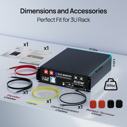 Eco-Worthy Cubix 100 | 48V 100Ah Server Rack Battery | Bluetooth & WiFi | 10 Years Warranty | UL1973 | UL9540A | CEC